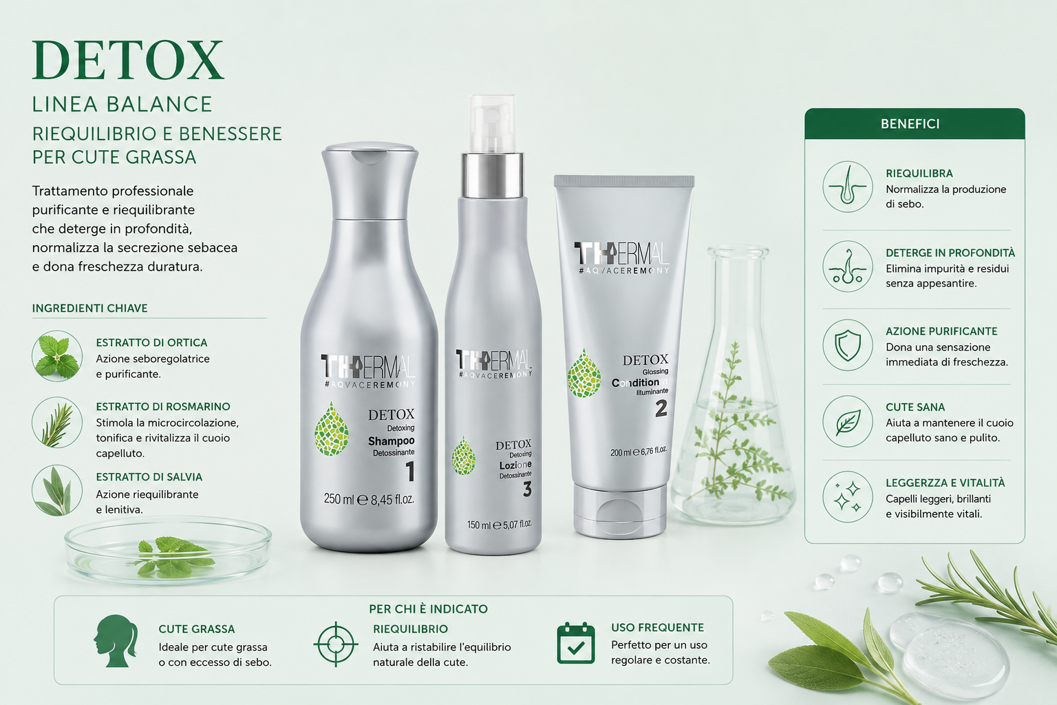 Emsibeth Thermal Detox – Kit Shampoo 250 ml + Conditioner 200 ml + Spray 150 ml - immagine 2