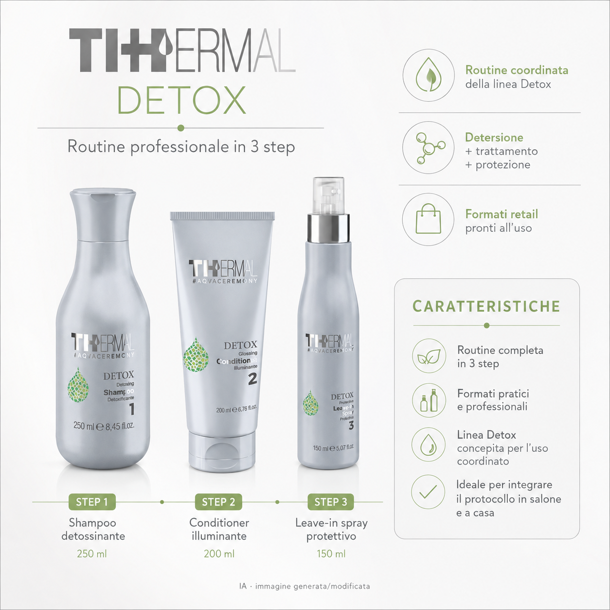 Emsibeth Thermal Detox – Kit Shampoo 250 ml + Conditioner 200 ml + Spray 150 ml - immagine 3